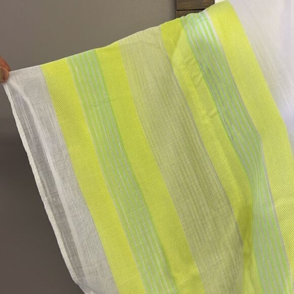 NWOT- Isaac Mizrahi LIVE White with Neon Green and Yellow Striped Coverup- OS - Picture 5 of 7